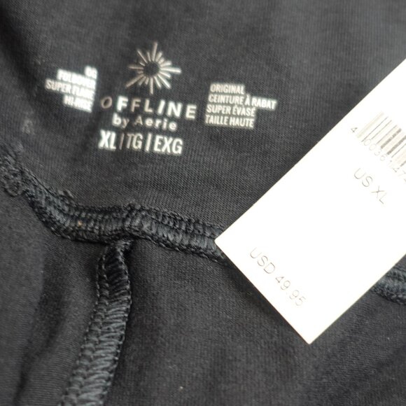 Women's Offline by Aerie Super Flare High Rise Fold-Over Leggings Black size XL - Picture 8 of 10